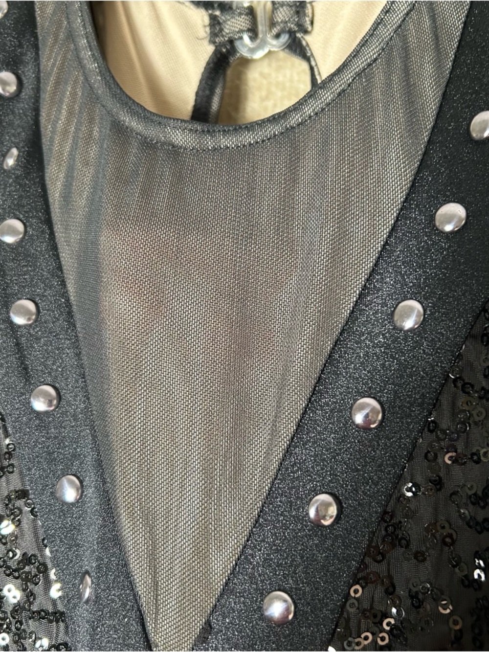 Weissman Dance Dress Costume SA Small Adult Black Studded Sequins Skater Musical - Picture 11 of 16